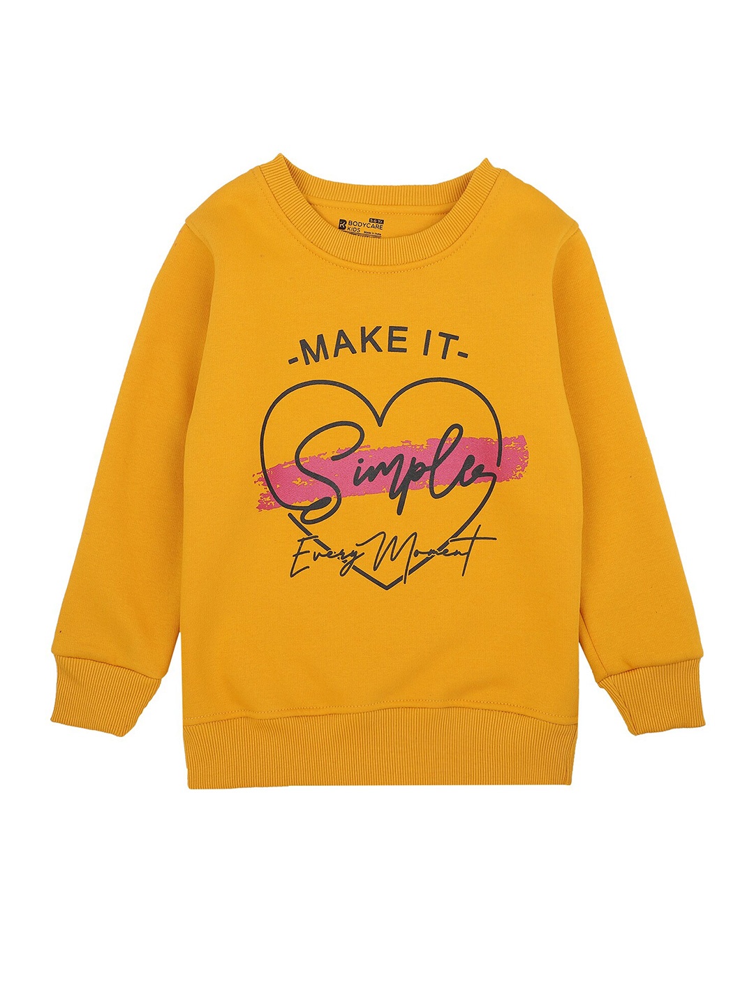 

PROTEENS Girls Mustard Yellow & Black Printed Fleece Sweatshirt