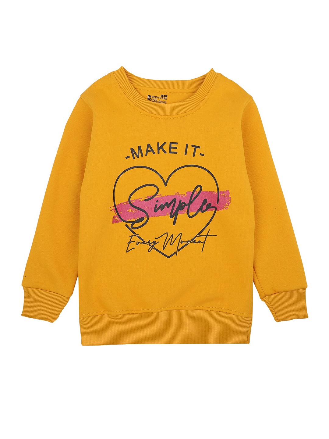 

PROTEENS Girls Mustard Yellow Typography Printed Fleece Sweatshirt