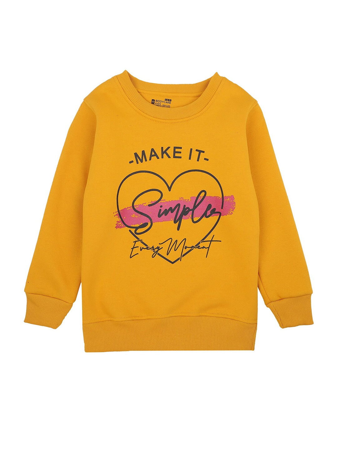 

PROTEENS Girls Mustard Printed Fleece Sweatshirt