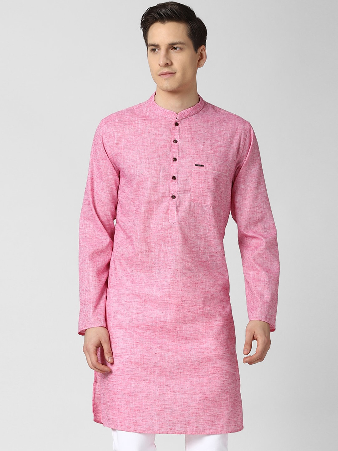 

Peter England Men Pink Woven Design Long Sleeves Kurta