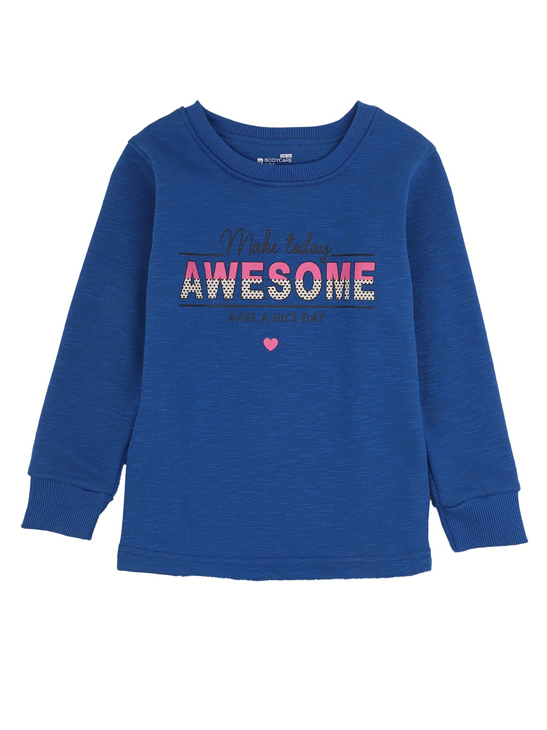 

PROTEENS Girls Blue Solid Typography Printed T-shirt