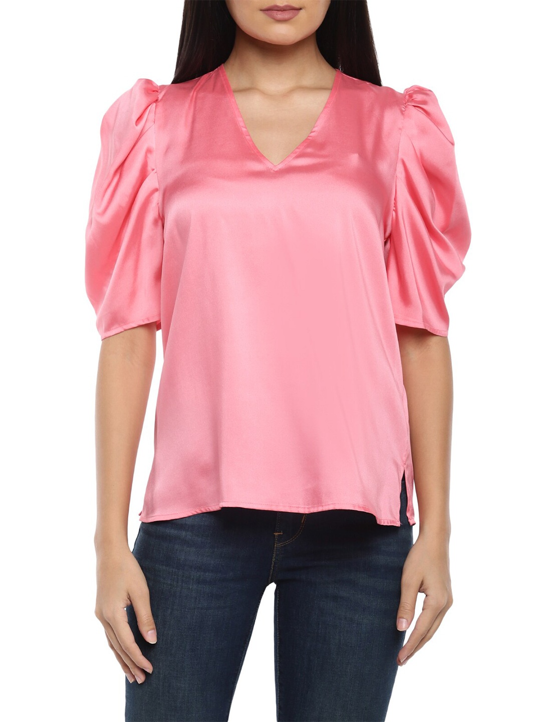 

DKNY Pink Puff Sleeves Top