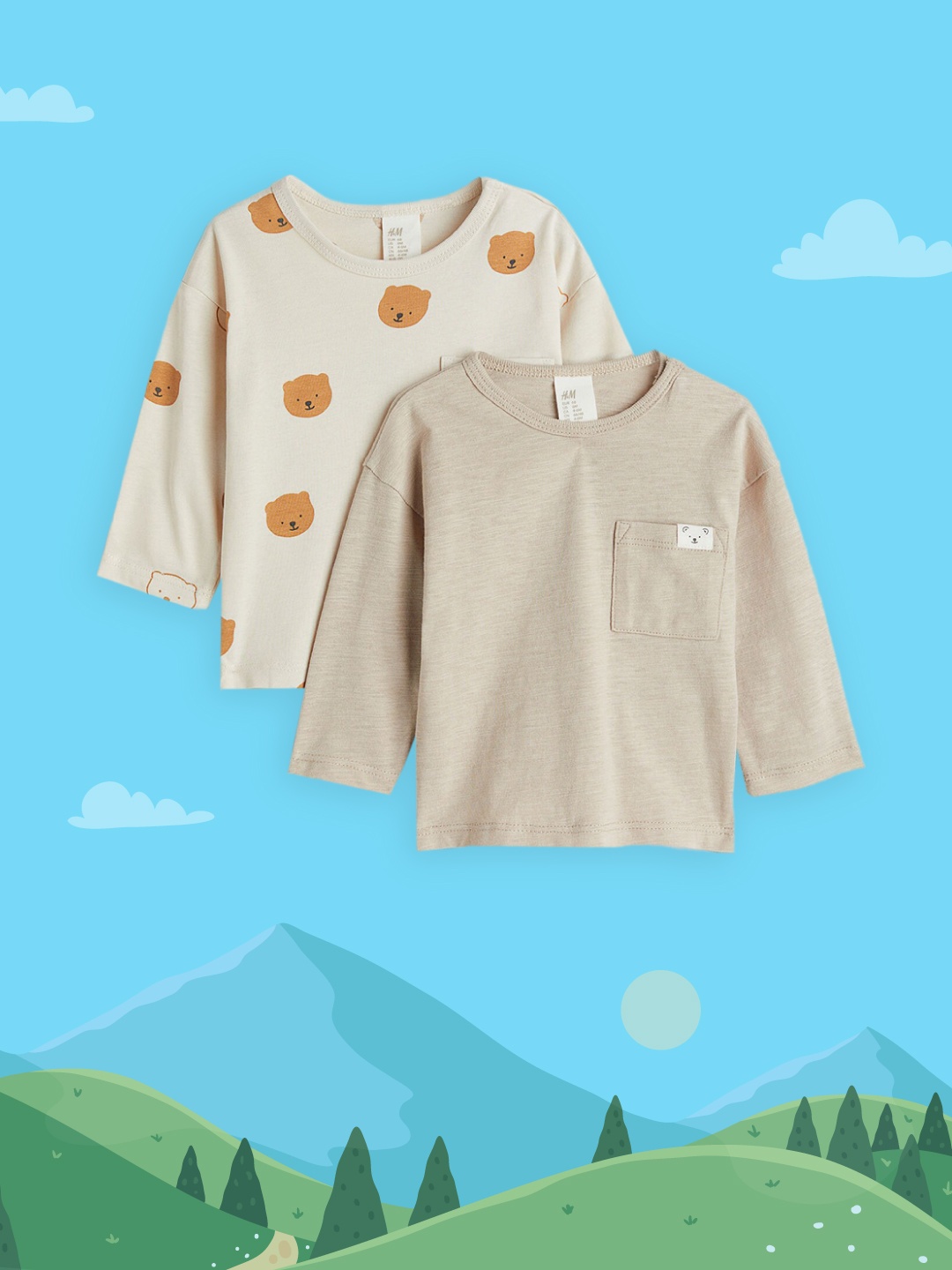 

H&M Boys White & Beige 2-Pack Cotton Jersey Tops