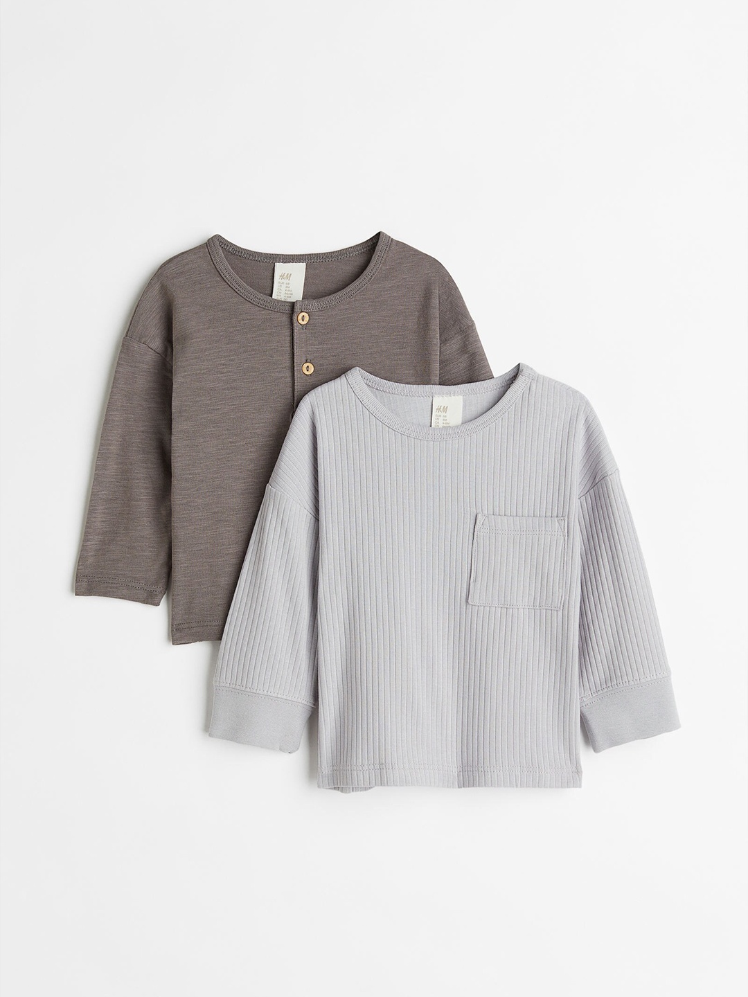 

H&M Boys Grey 2-Pack Cotton Jersey Tops