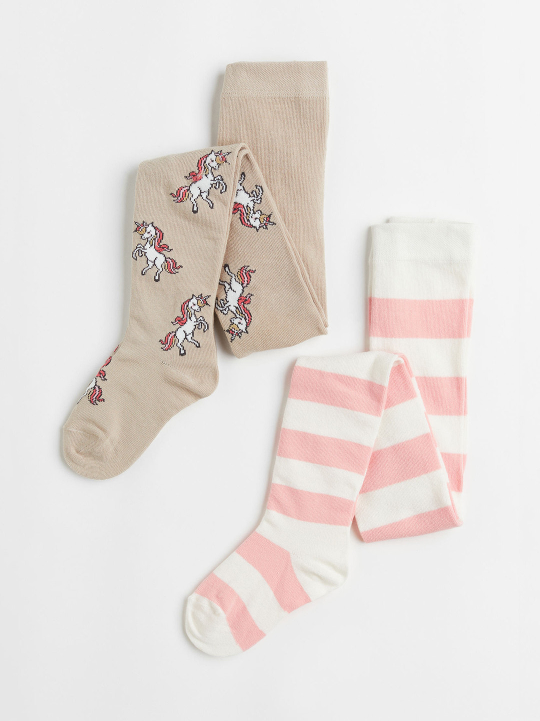 

H&M Girls Pink & Beige 2-pack fine-knit tights