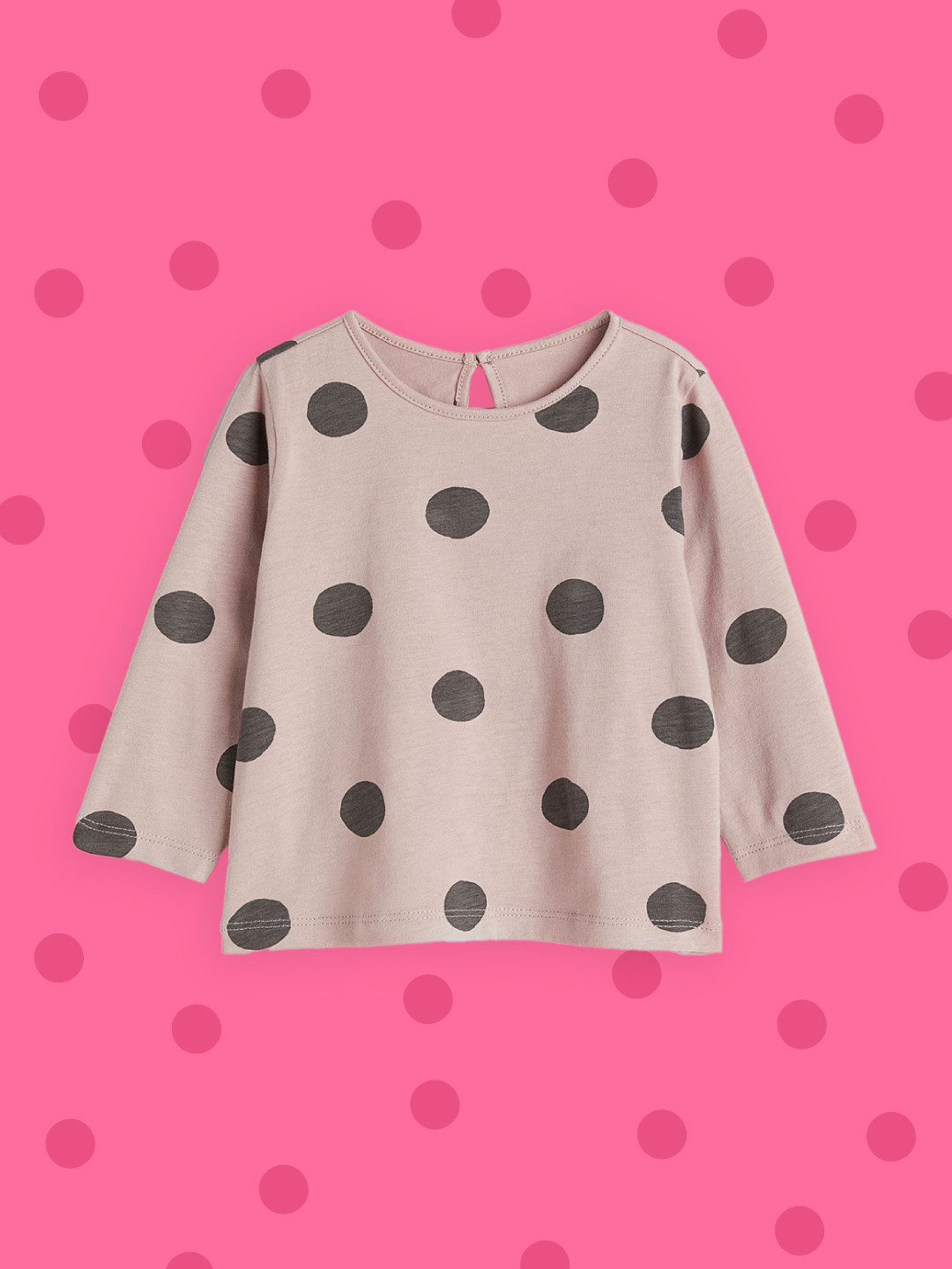 

H&M Girls Pink Polka Dots Printed Top