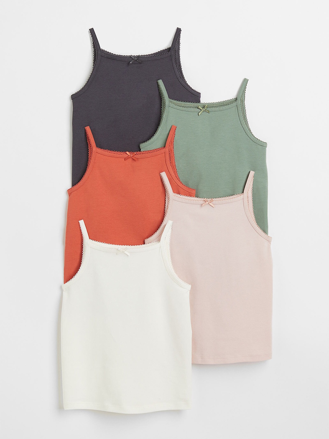 

H&M Girls Multicoloured 5-Pack Jersey Vest Tops, Multi
