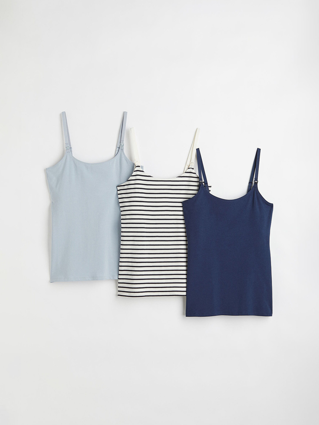 

H&M MAMA 3-Pack Nursing Vest Tops, Blue