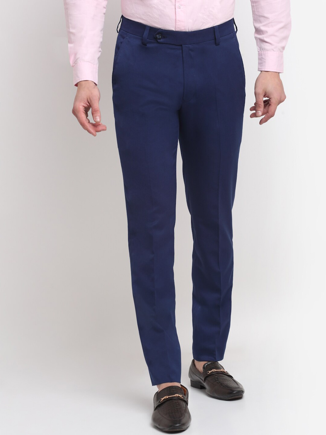 

Ennoble Men Blue Smart Tapered Fit Easy Wash Trousers