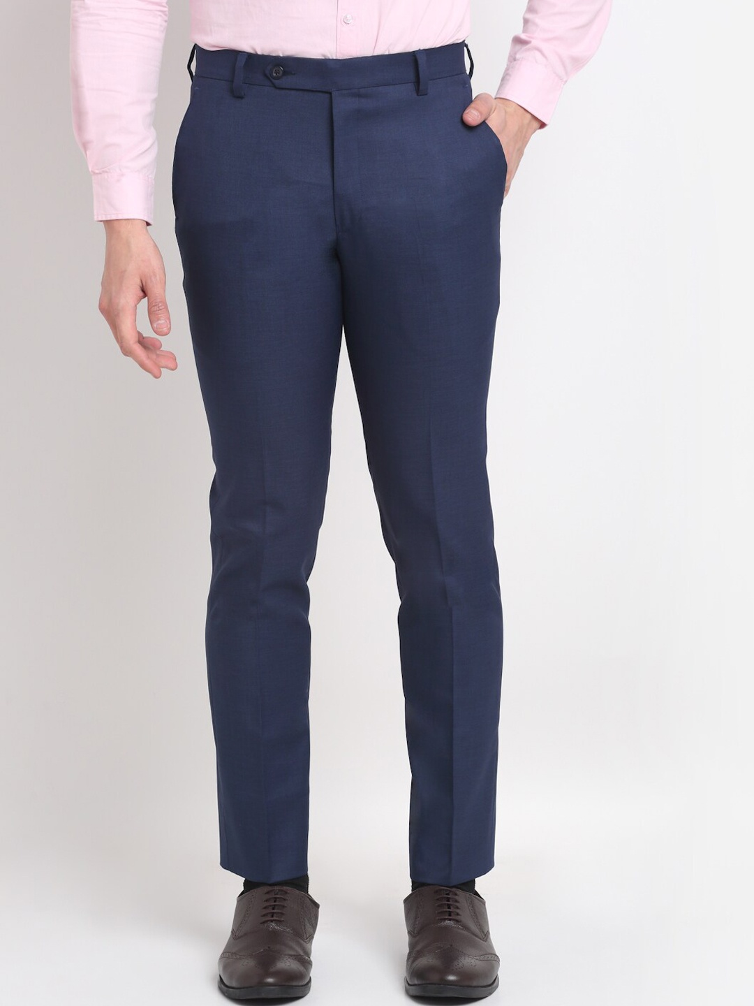 

Ennoble Men Blue Smart Tapered Fit Easy Wash Trousers