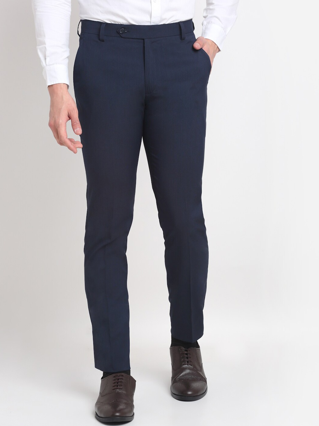 

Ennoble Men Blue Smart Tapered Fit Easy Wash Trousers