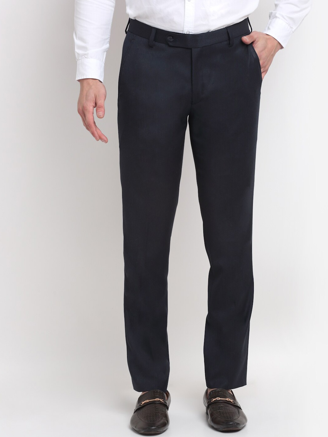 

Ennoble Men Blue Smart Tapered Fit Formal Trousers