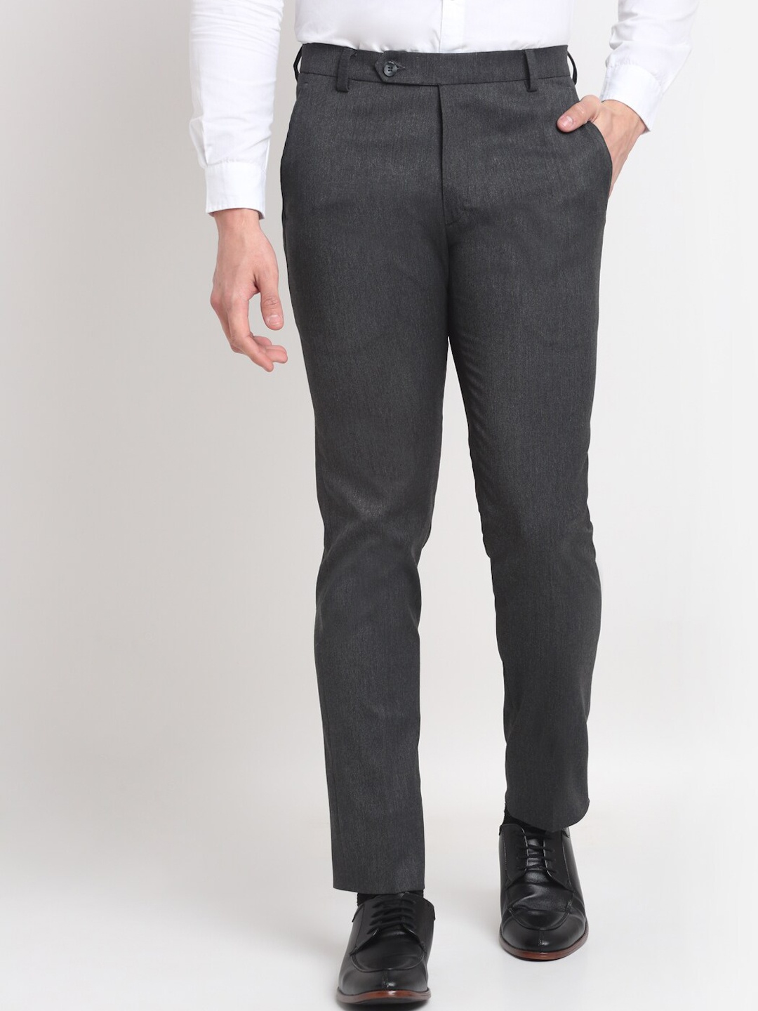 

Ennoble Men Grey Smart Tapered Fit Easy Wash Trousers