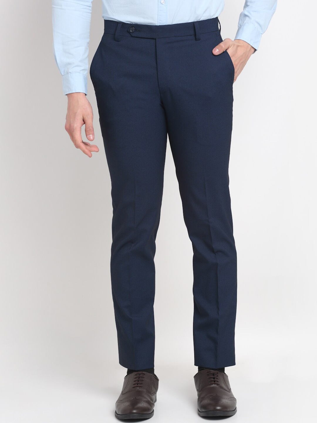 

Ennoble Men Blue Smart Tapered Fit Easy Wash Trousers