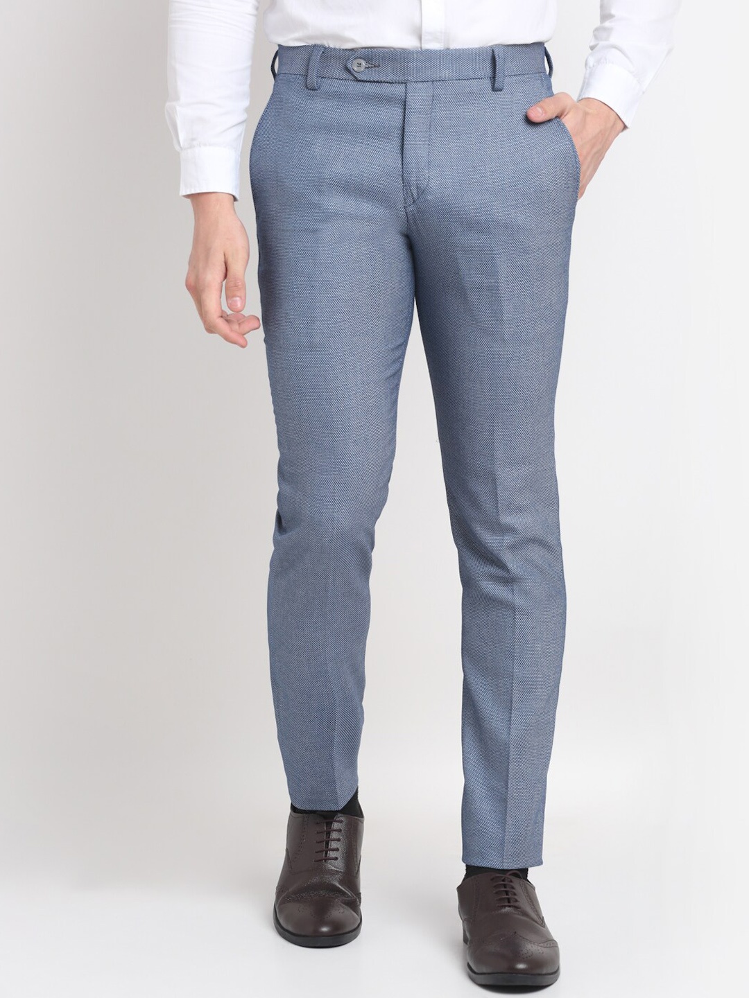 

Ennoble Men Blue Smart Tapered Fit Easy Wash Trousers