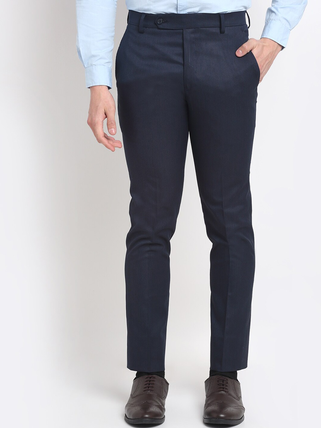 

Ennoble Men Blue Smart Tapered Fit Easy Wash Trousers