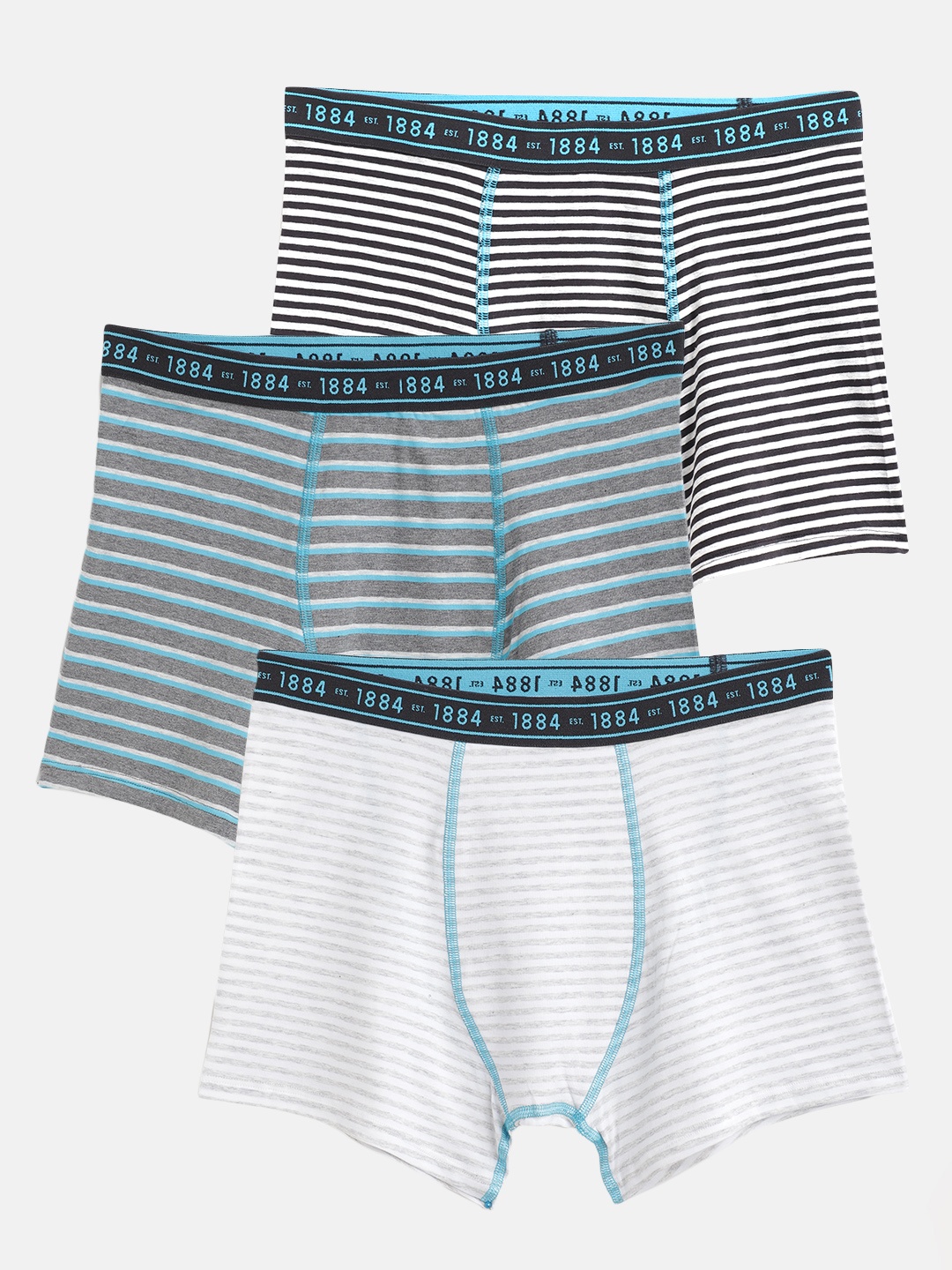 

Marks & Spencer Boys Pack of 3 Striped Sustainable Trunks, Black