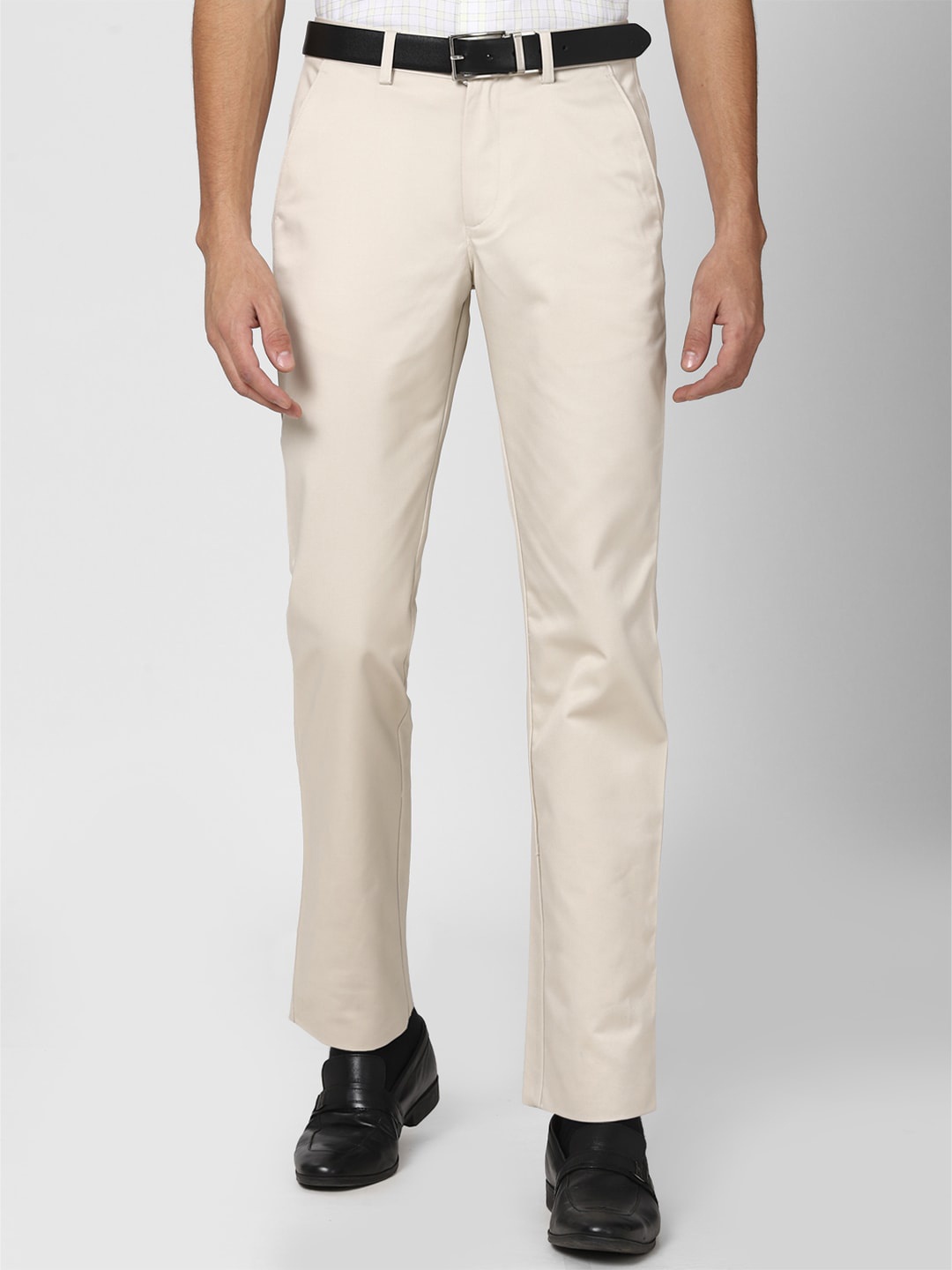 

Peter England Casuals Men Cream-Coloured Cotton Trousers