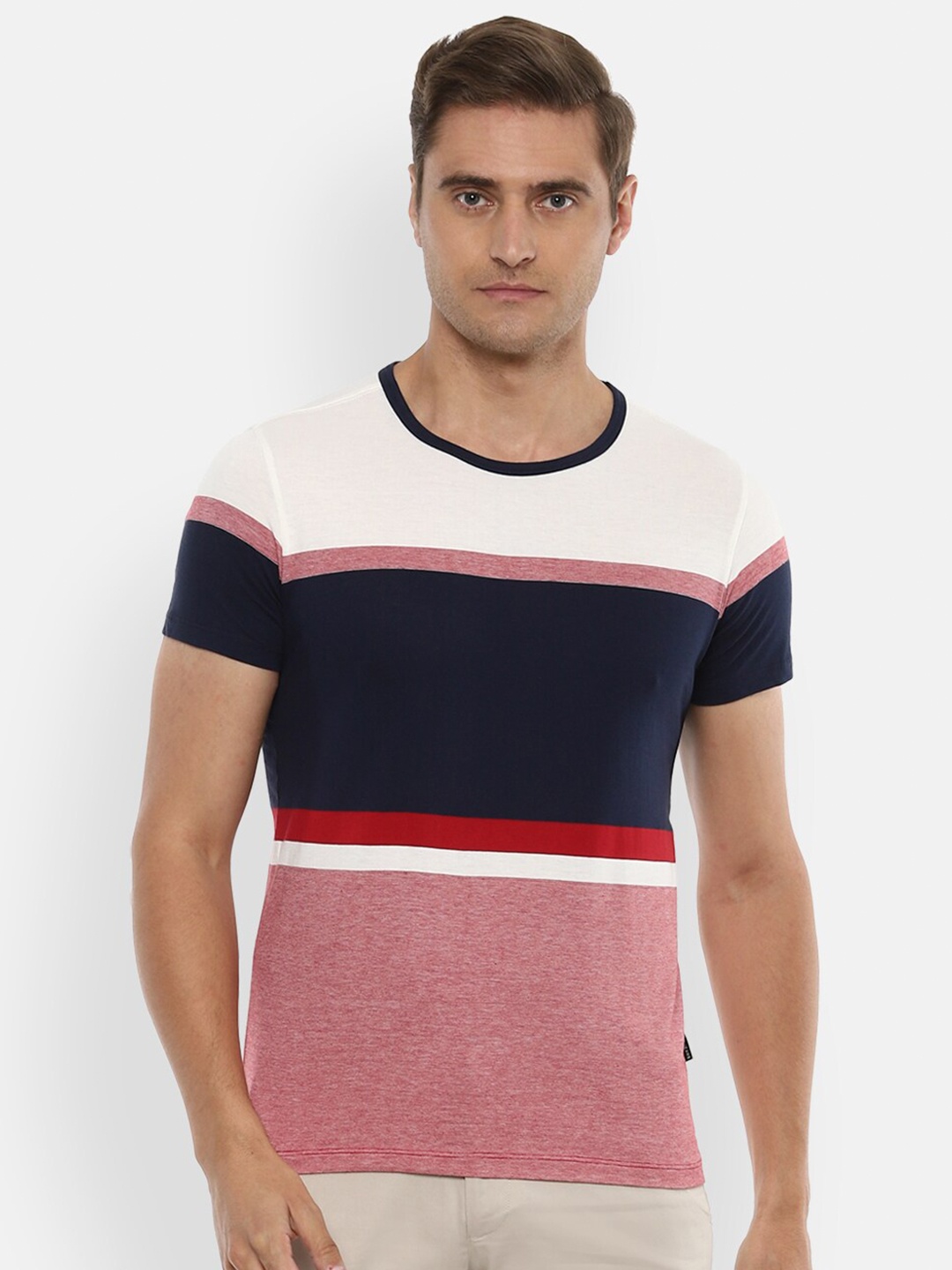 

Louis Philippe Jeans Men Multicoloured Colourblocked Slim Fit T-shirt, Multi