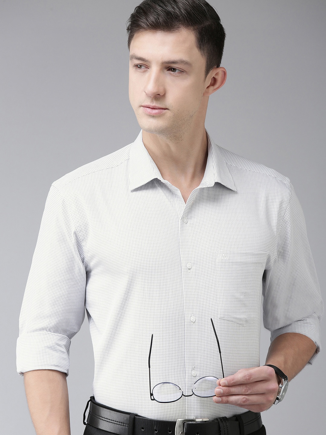 

Arrow Men Grey Classic Micro Checked Formal Shirt