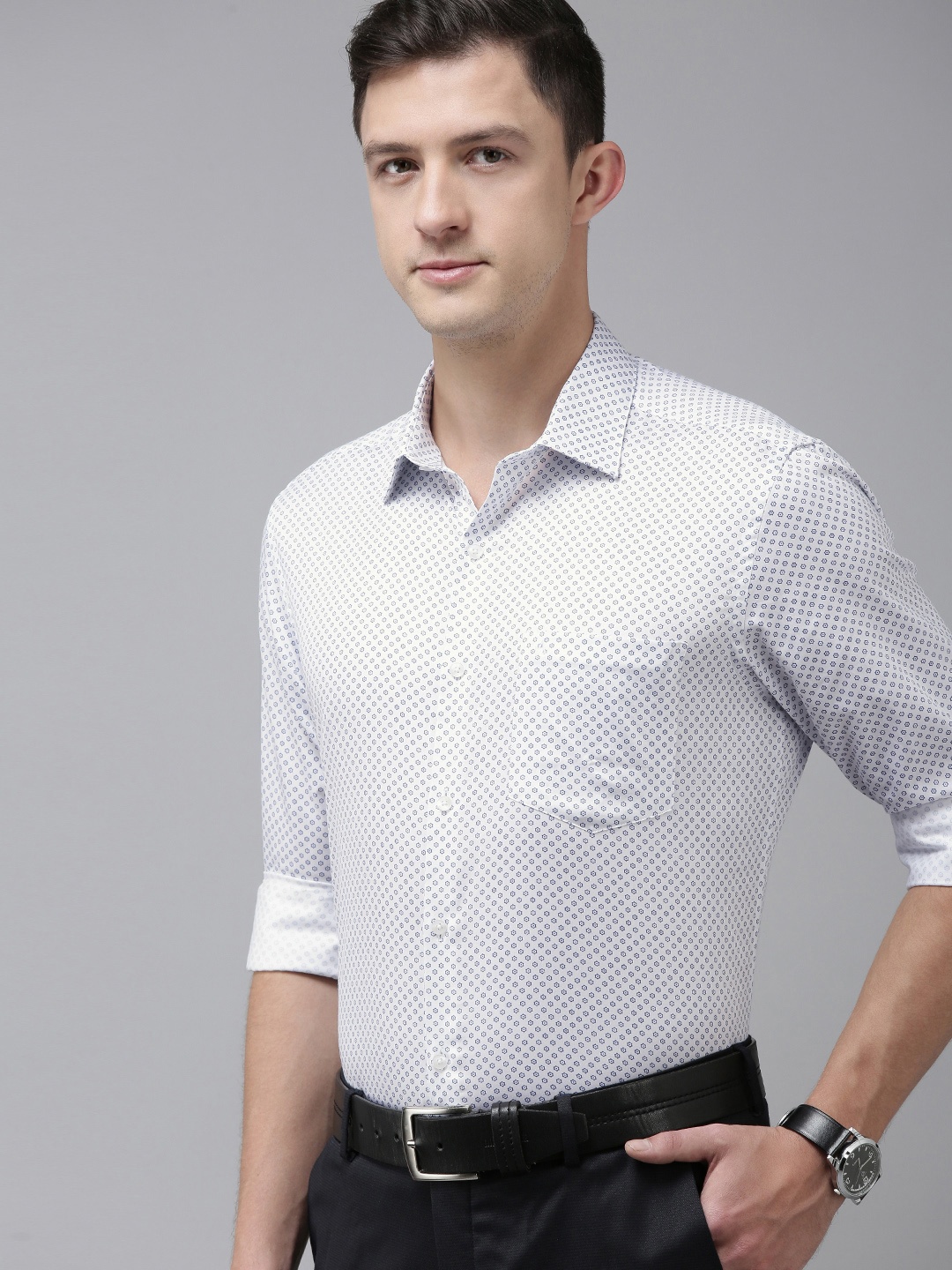 

Arrow Men Blue Classic Geometrical Printed Formal Shirt