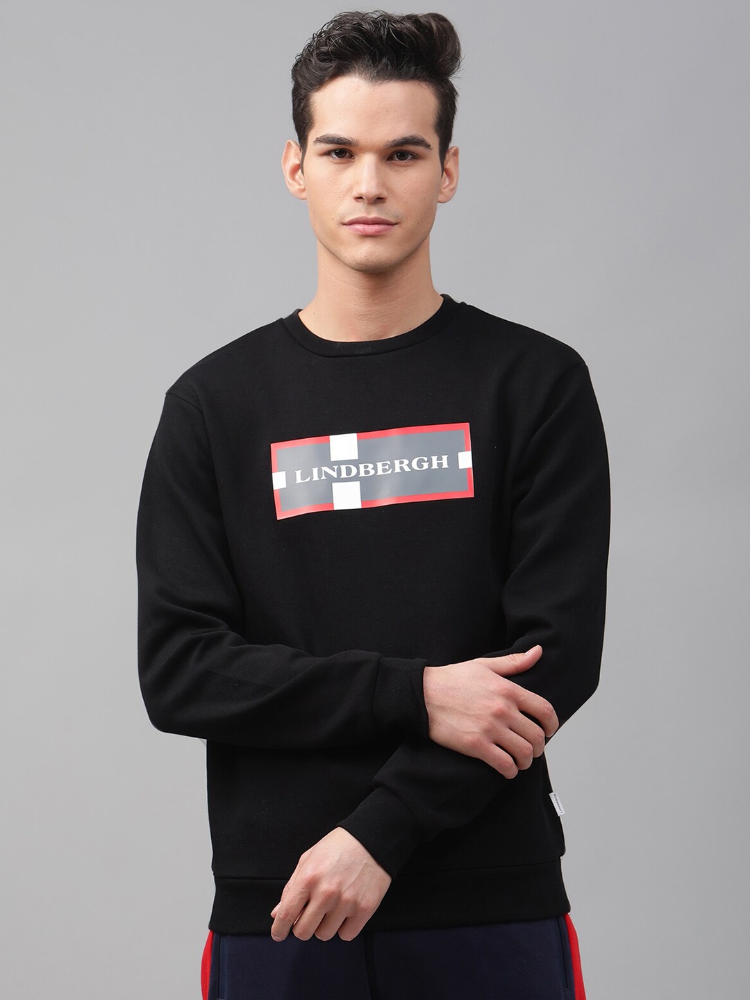 

LINDBERGH Men Black Printed Sweatshirt