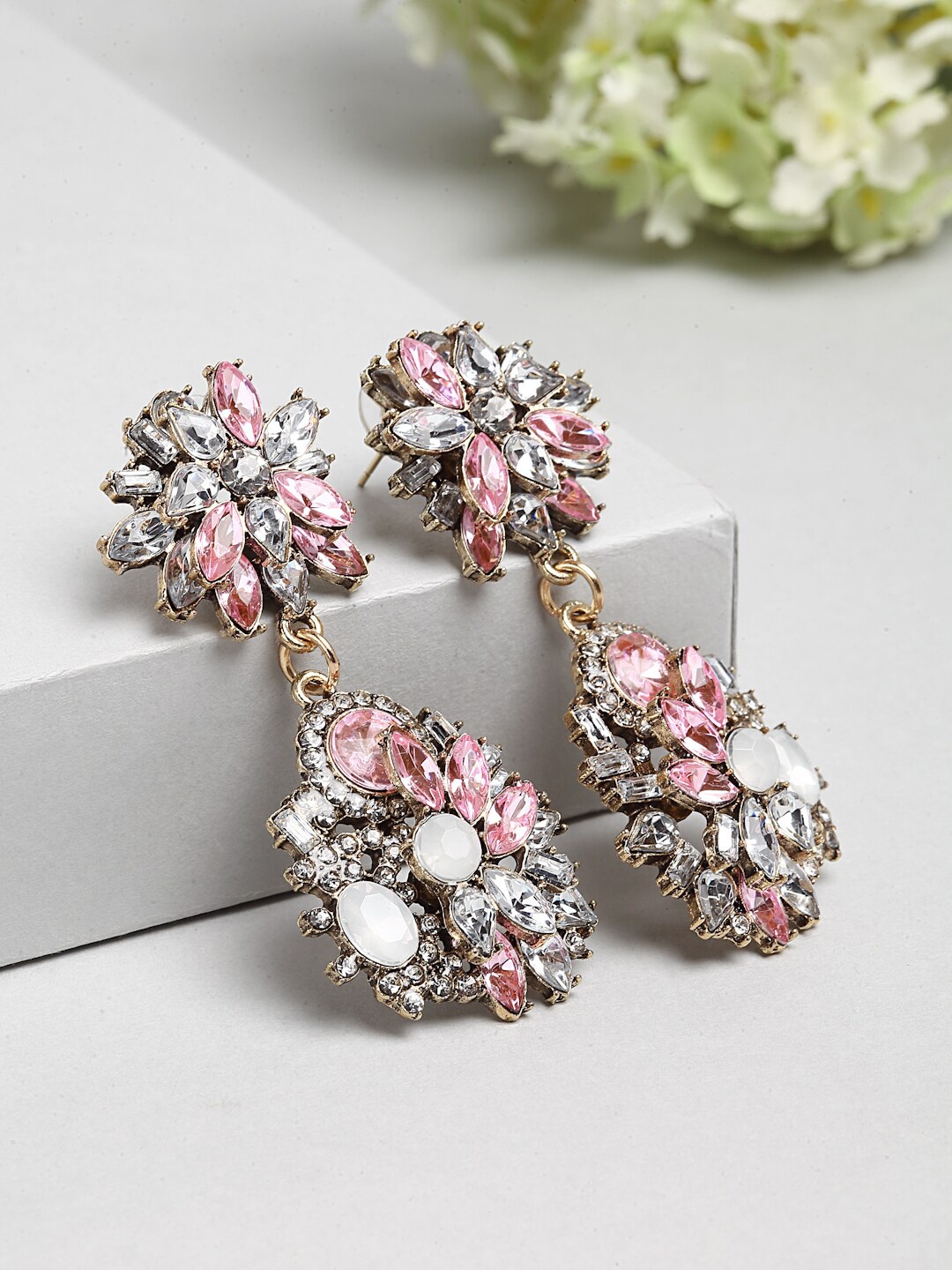 

Ferosh Women Pink Contemporary Jhumkas Earrings