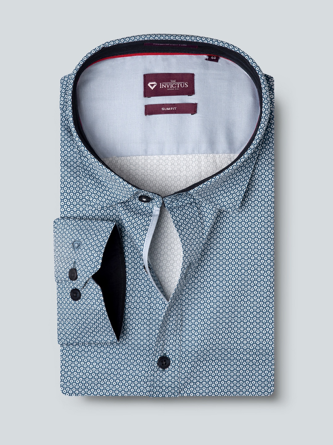 

INVICTUS Men Blue & White Slim Fit Printed Smart Sustainable Casual Shirt
