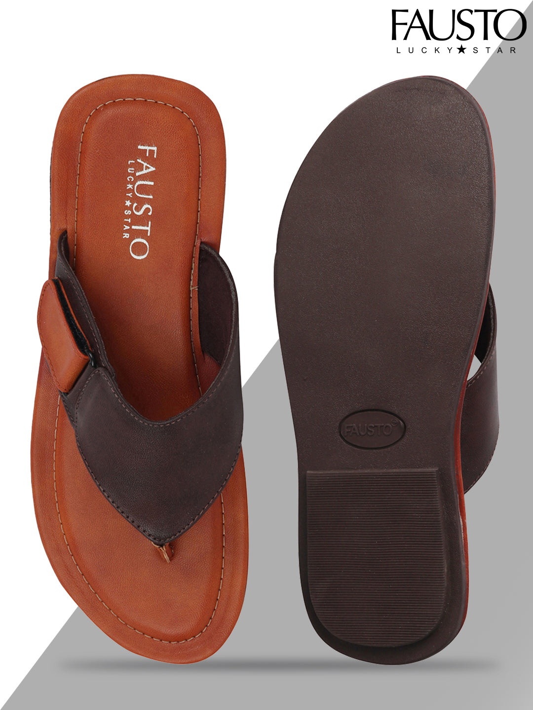 

FAUSTO Men Brown Thong Flip-Flops