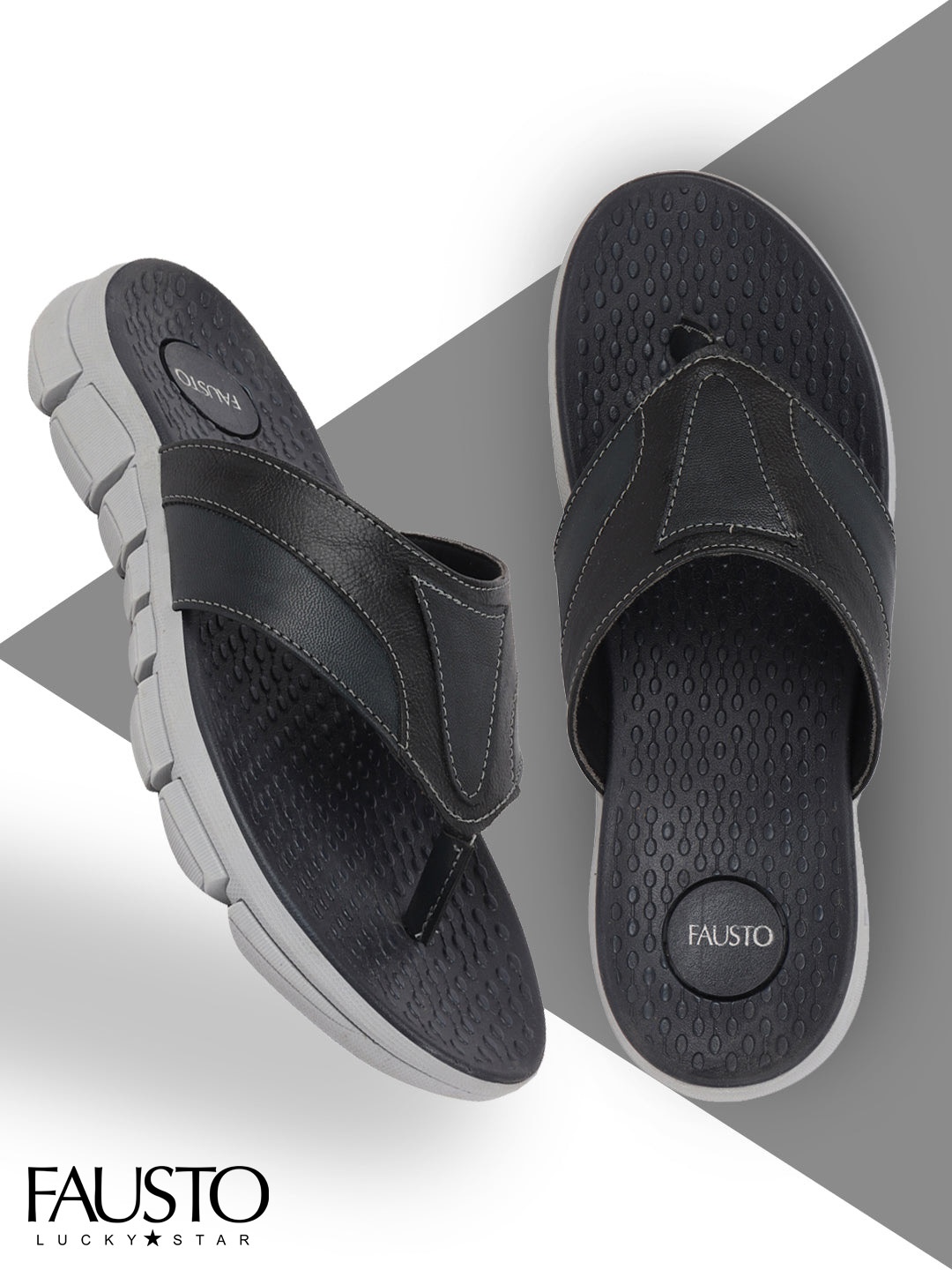 

FAUSTO Men Black Comfort Sandals