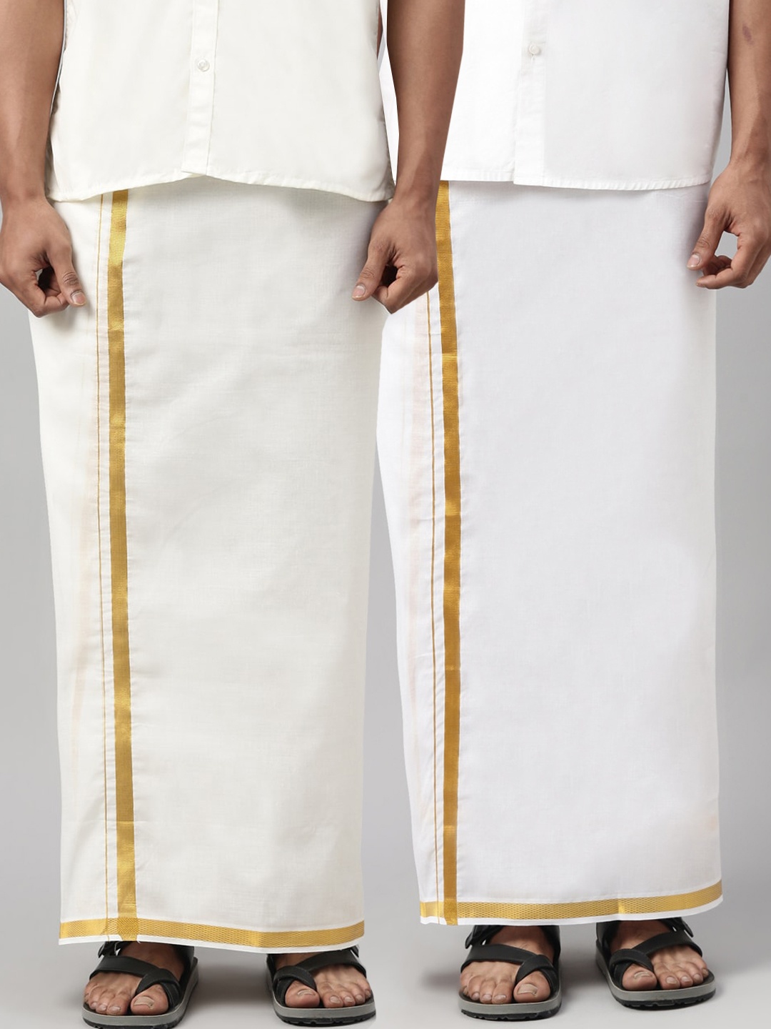 

WHITE HEART Men Pack of 2 White Solid Pure Cotton Dhotis