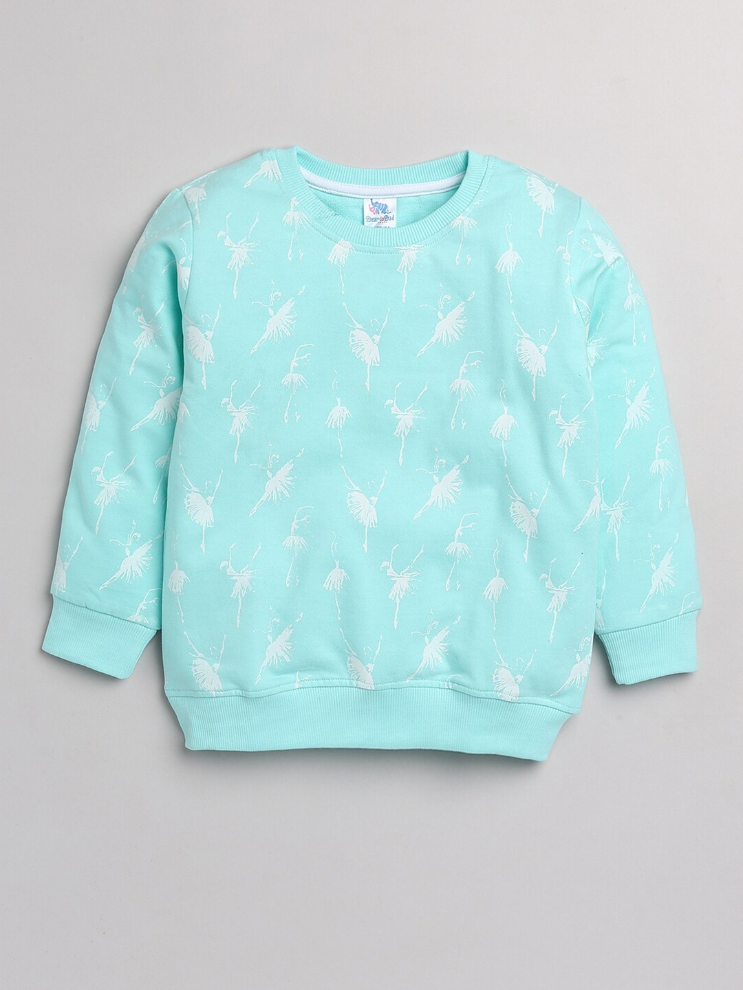 

Dear to Dad Girls Sea Green & White Printed Cotton Sweatshirt