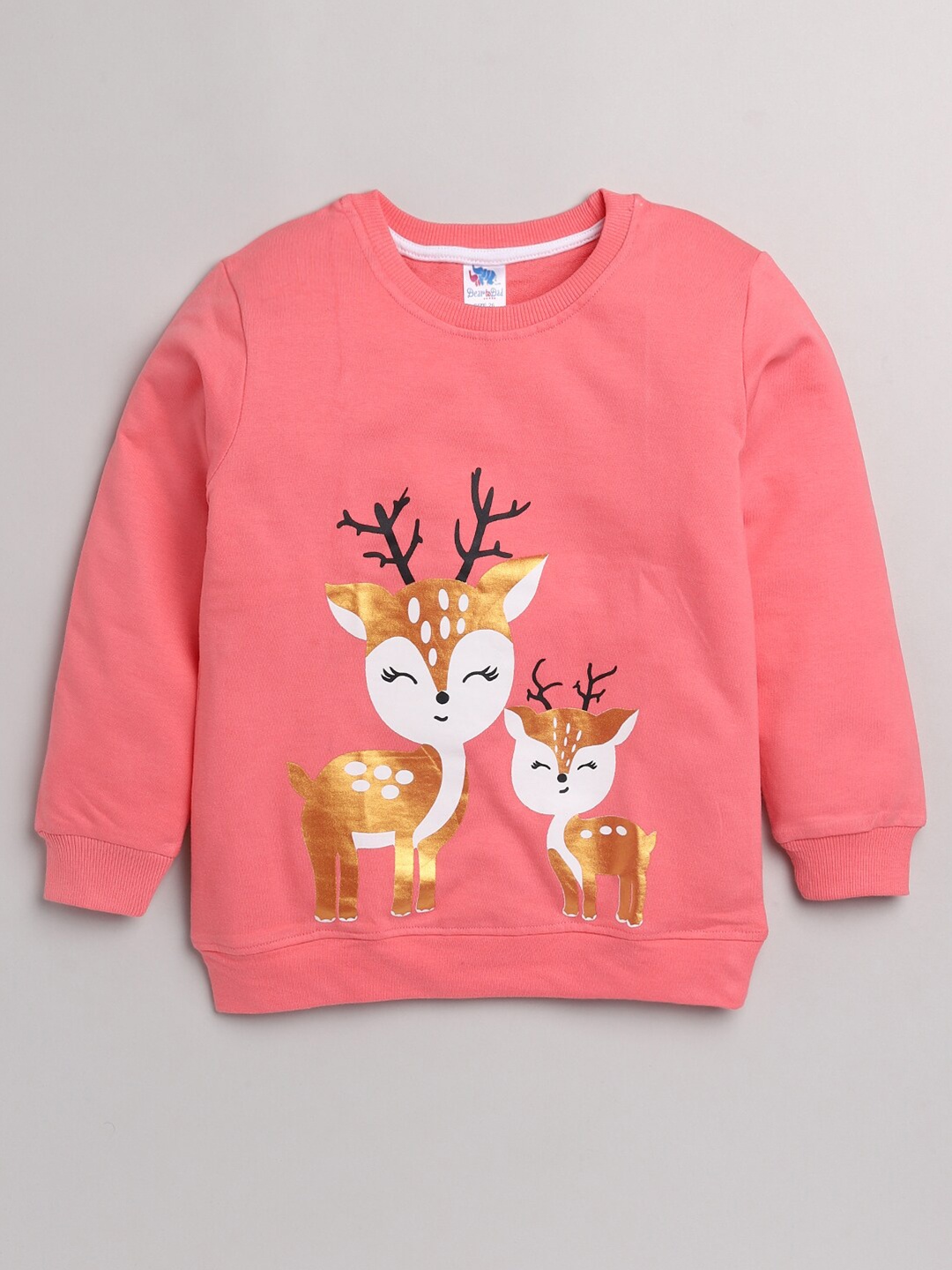 

Dear to Dad Girls Pink & White Printed Cotton Sweatshirt