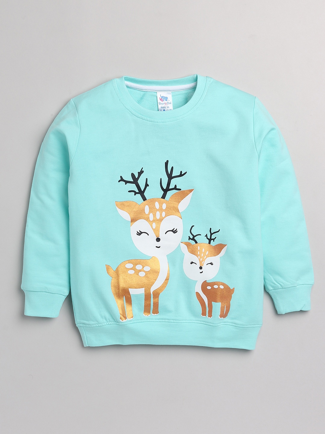 

Dear to Dad Girls Green & Gold-Toned Graphic Printed Cotton Sweatshirt