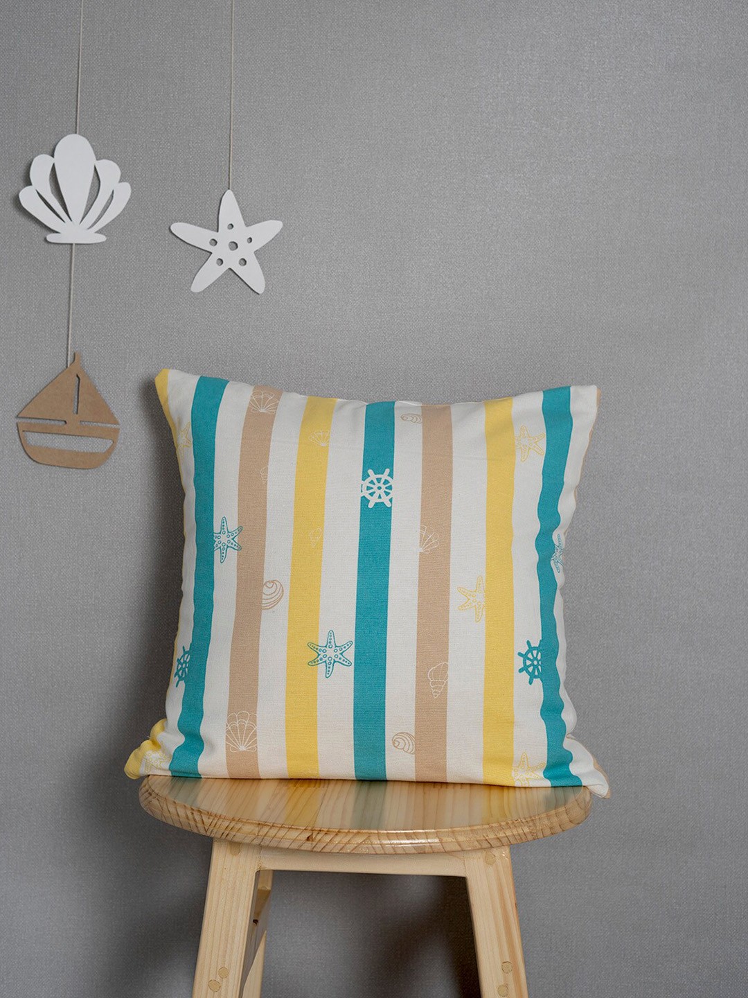 

The Yellow Dwelling White & Blue Striped Square Cushion Covers