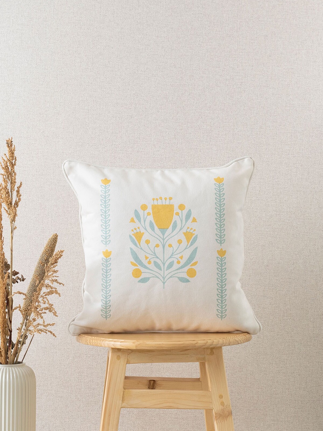 

The Yellow Dwelling White & Yellow Floral Square Cushion Covers