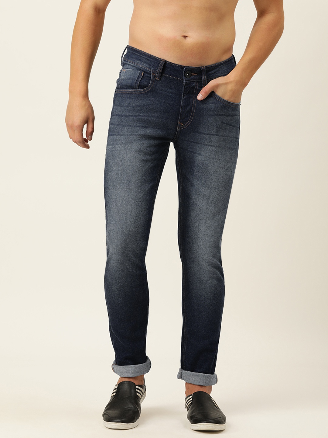 

Flying Machine Men Blue Jackson Skinny Fit Low-Rise Heavy Fade Stretchable Jeans