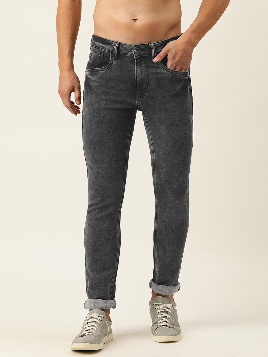 

Flying Machine Men Black Jackson Skinny Fit Low-Rise Light Fade Acid Wash Stretchable Jeans