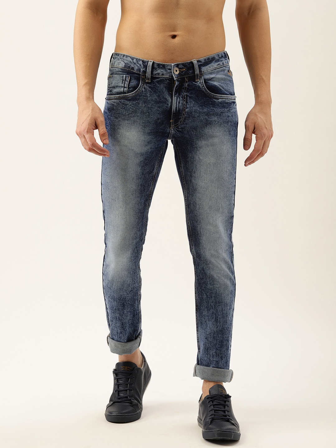 

Flying Machine Men Blue Jackson Skinny Fit Low-Rise Heavy Fade Stretchable Jeans