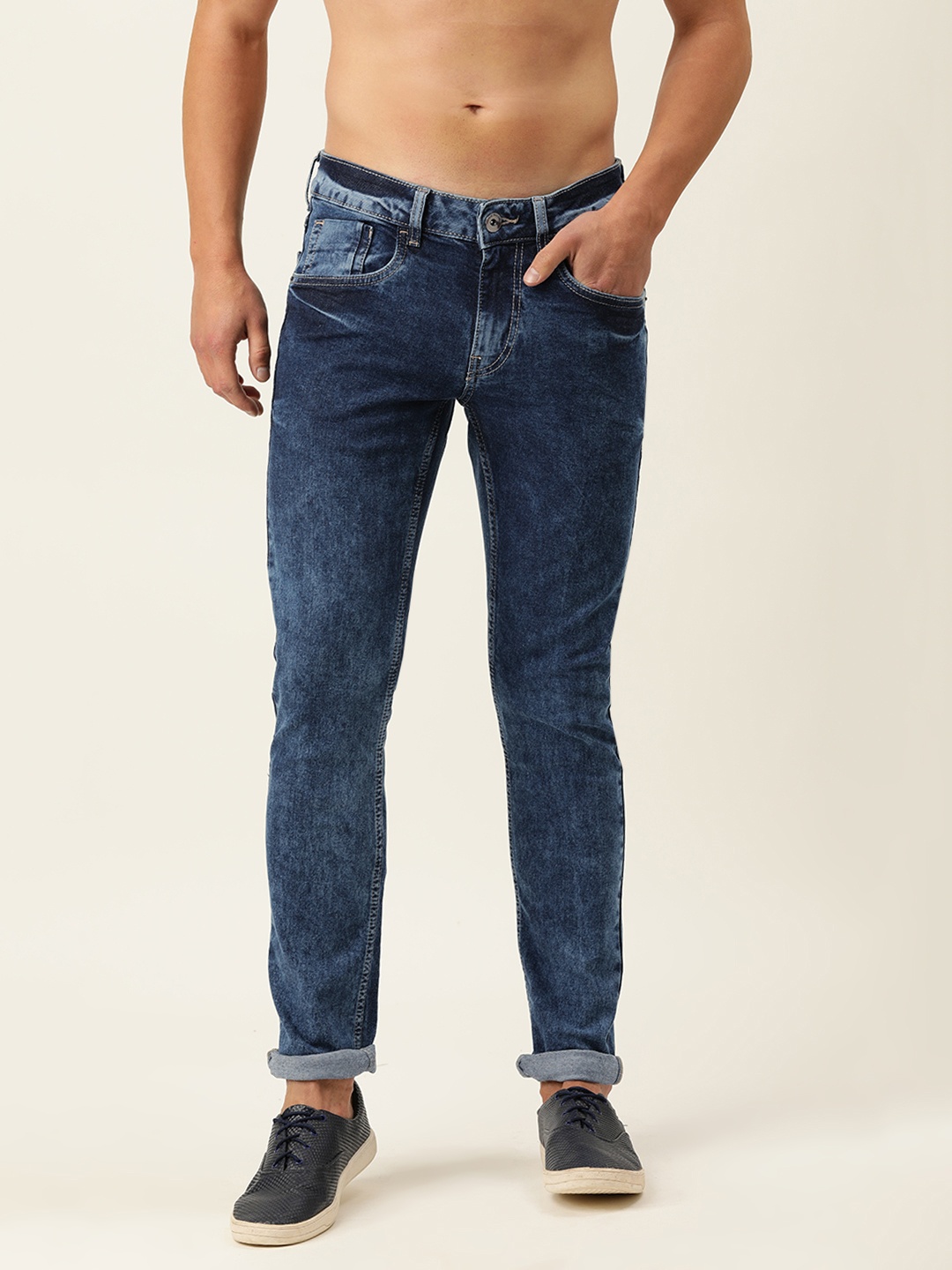 

Flying Machine Men Blue Jackson Skinny Fit Low-Rise Acid Wash Stretchable Jeans