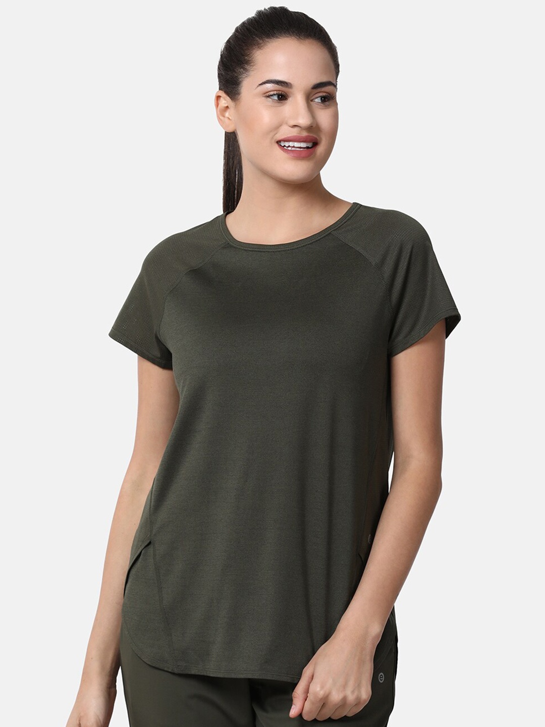 

Enamor Women Olive Green Anti Odour Outdoor T-shirt