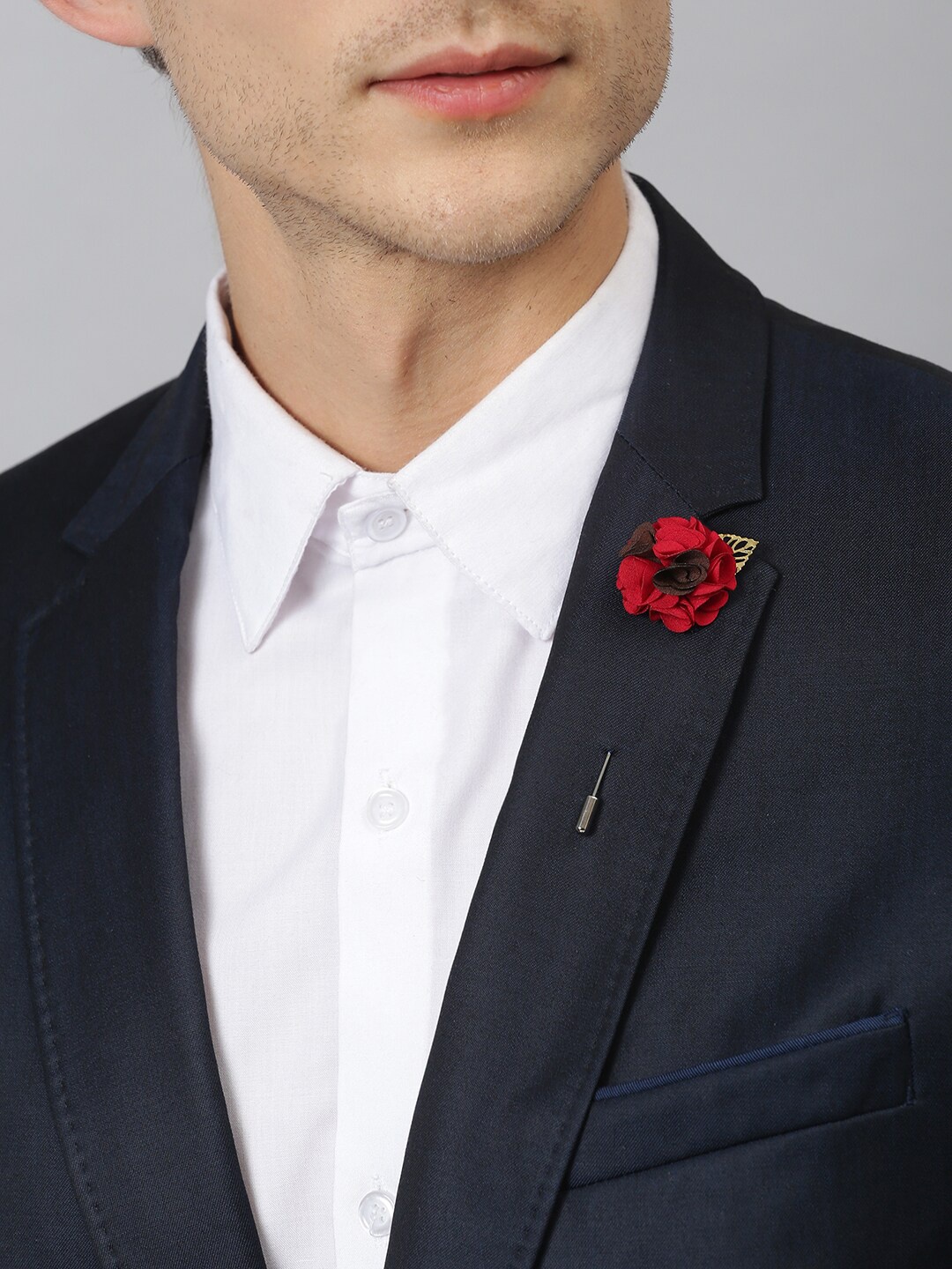 

Tossido Men Red Floral Brooch Lapel Pin