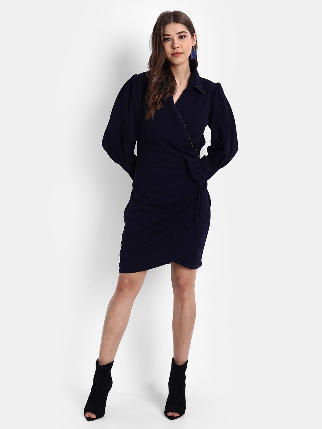 

BROADSTAR Navy Blue Sheath Dress