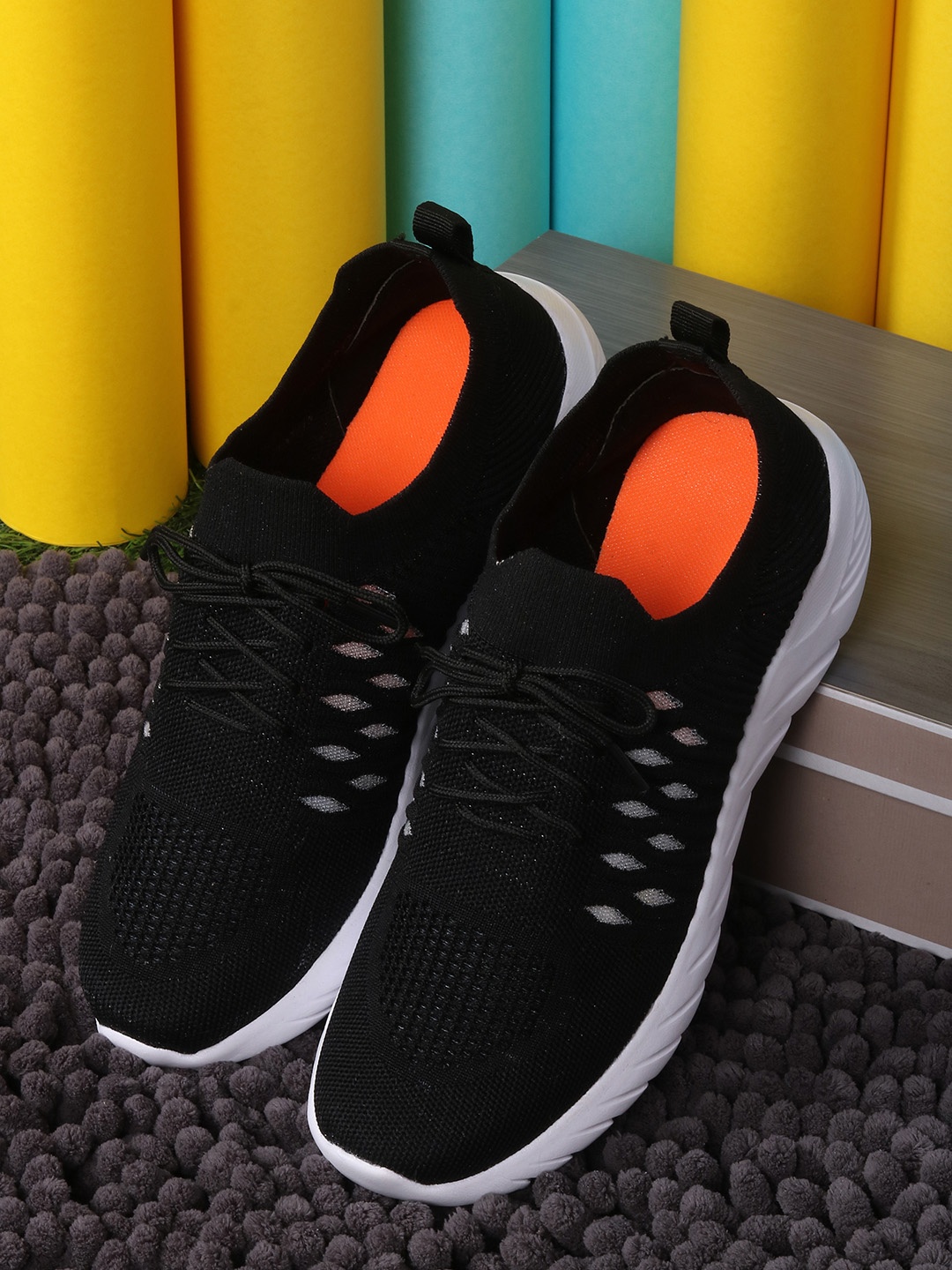 

CLYMB Men Black Mesh Running Non-Marking Shoes