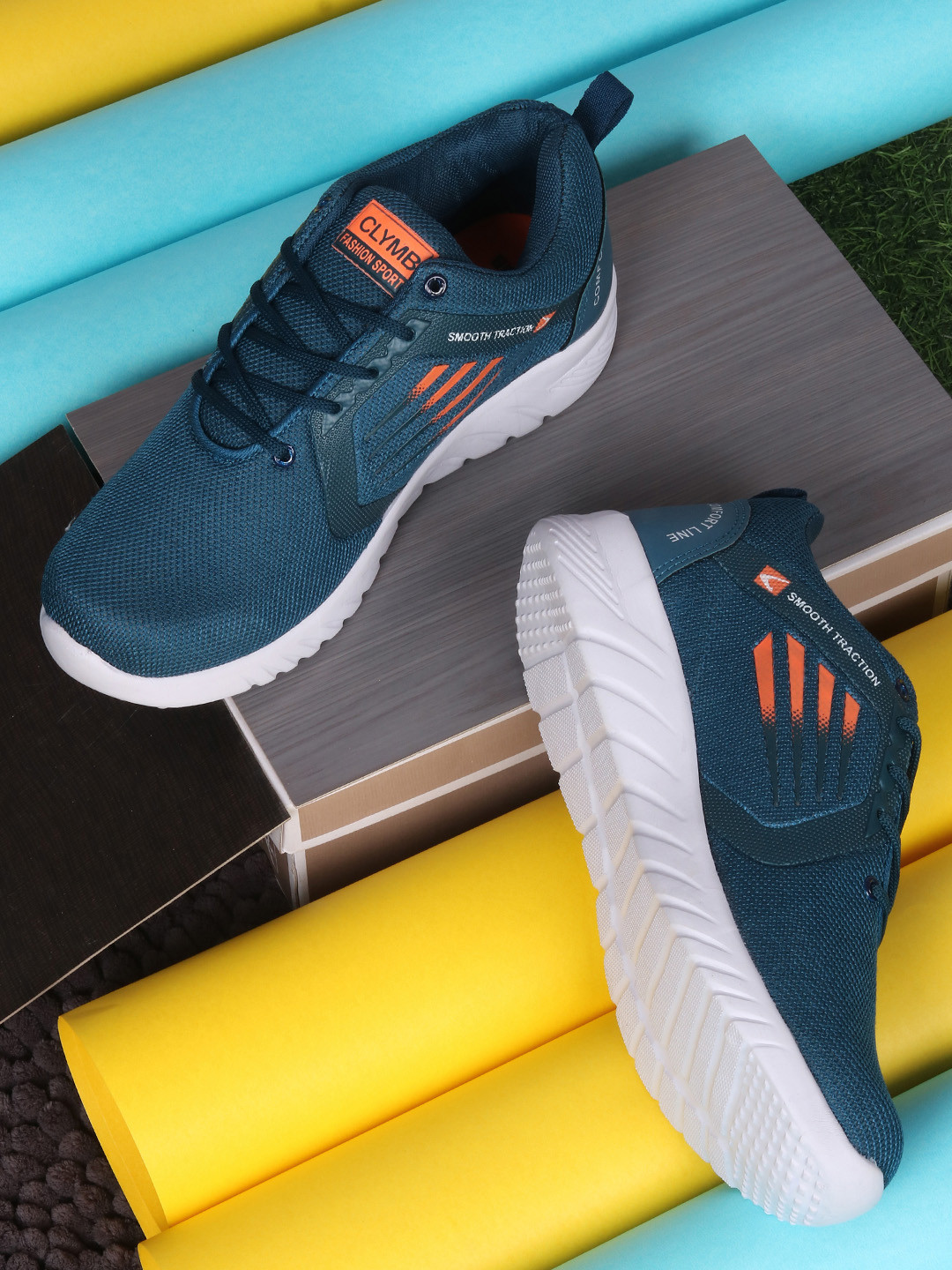 

CLYMB Men Blue Mesh Running Non-Marking Shoes