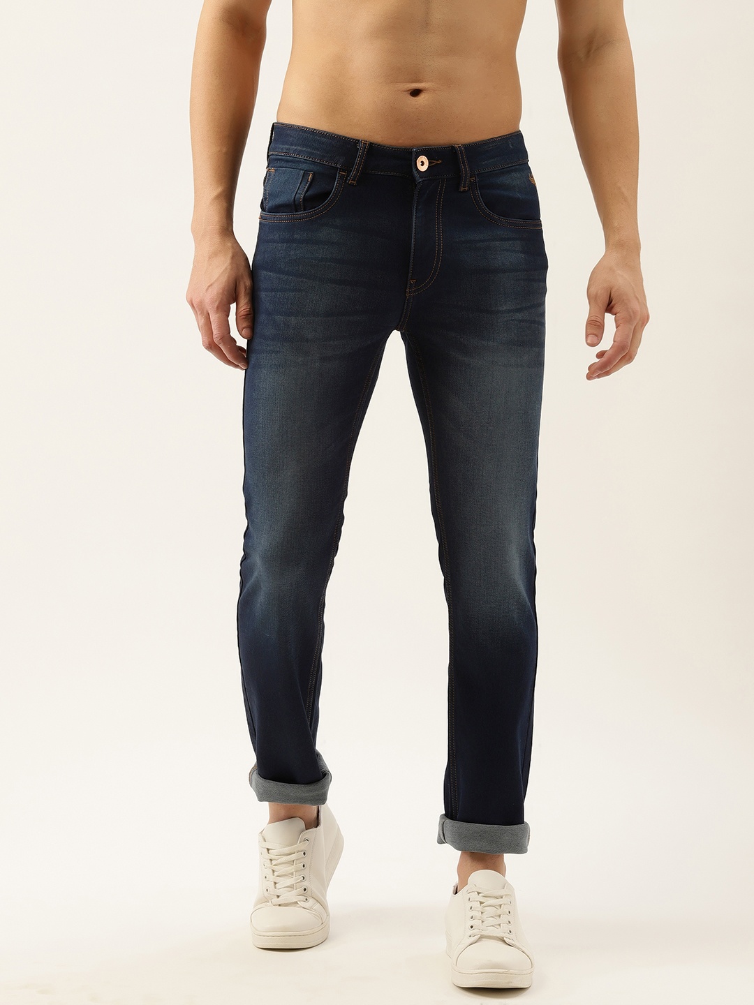 

Flying Machine Men Navy Blue Michael Slim Tapered Fit Light Fade Stretchable Jeans