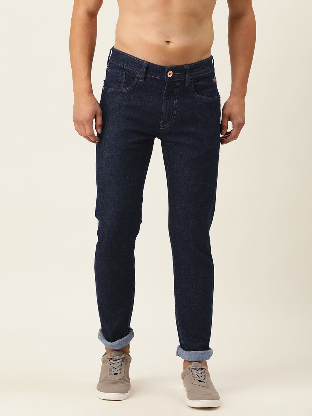 

Flying Machine Men Navy Blue Slim Tapere Michael Fit Stretchable Jeans