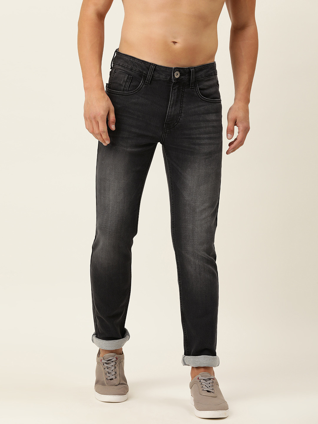 

Flying Machine Men Black Slim Tapered Micheal Fit Heavy Fade Stretchable Jeans