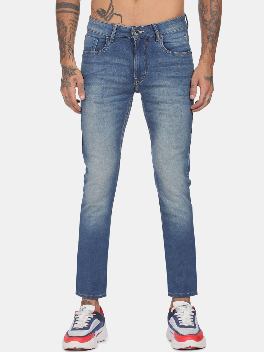 

Flying Machine Men Blue Micheal Slim Fit Heavy Fade Stretchable Jeans