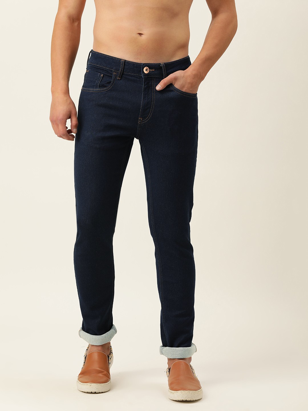 

Flying Machine Men Navy Blue Slim Tapered Michael Fit Stretchable Jeans